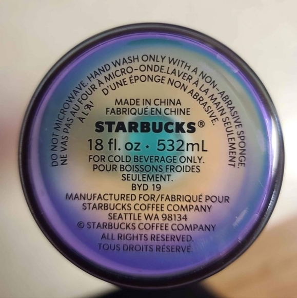 Starbucks Iridescent Glass Water Bottle Tumbler Summer 2020 18oz Ombre Rainbow - Picture 2 of 4